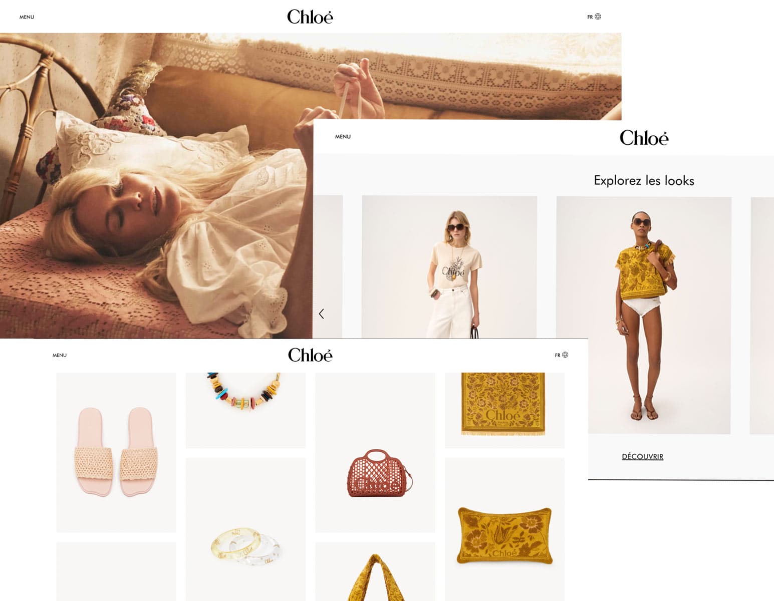 Screenshots of the Chloé à la plage landing page